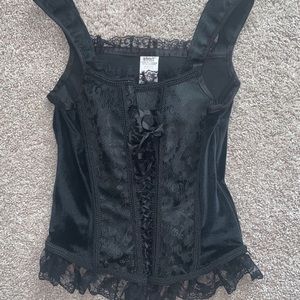 COPY - Black & Lace Tie-Up Corset - Medium
